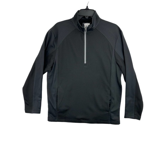 PGA TOUR Mens Quarter-Zip Golf Sweatshirt Black Peacoat Size M